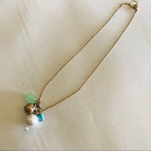 Boutique Costume Genstone Pearl Goldtone Necklace
